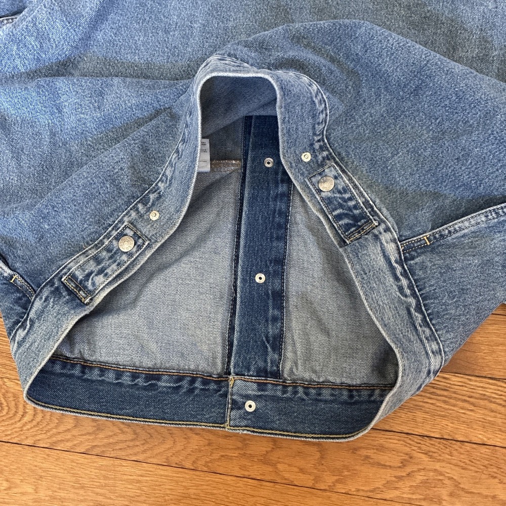 Levi's Western Shorthorn Trucker Jacket Sz L Blue Dark Wash Denim Relaxed NWT ! - Picture 13 of 16